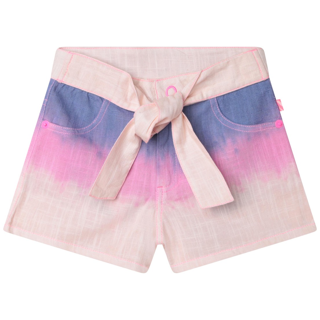 Tie & dye cotton shorts, 3 pockets, adjustable wai