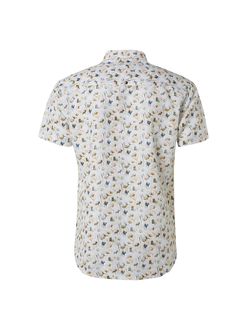 Shirt Short Sleeve Allover Printed With Linen Resp