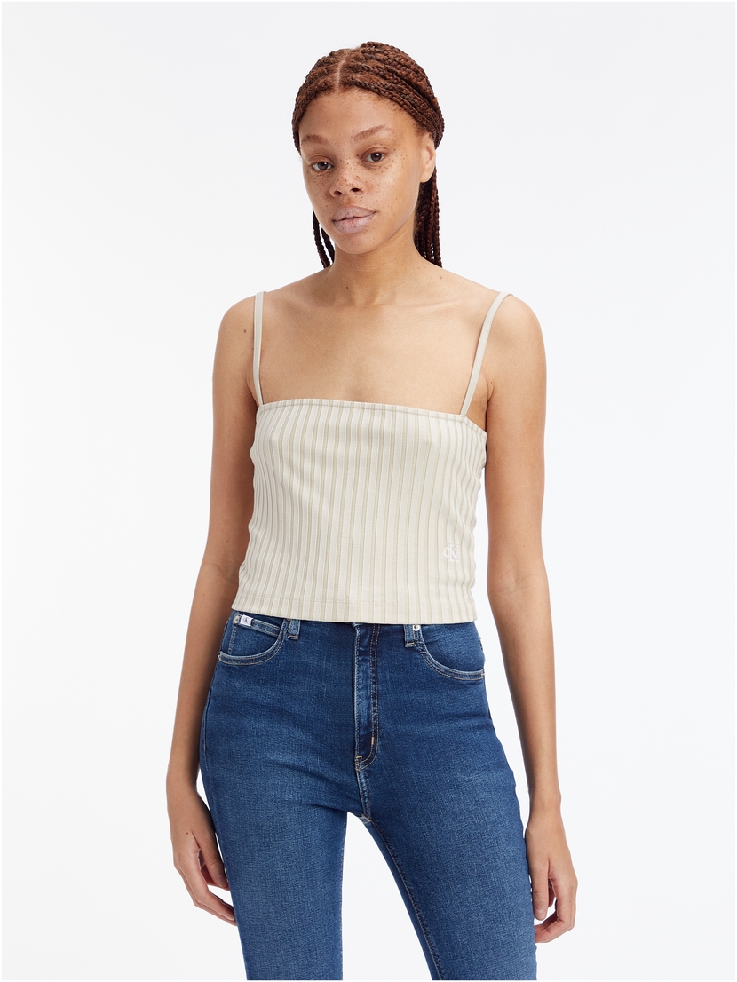 RIB CROPPED STRAPPY TOP