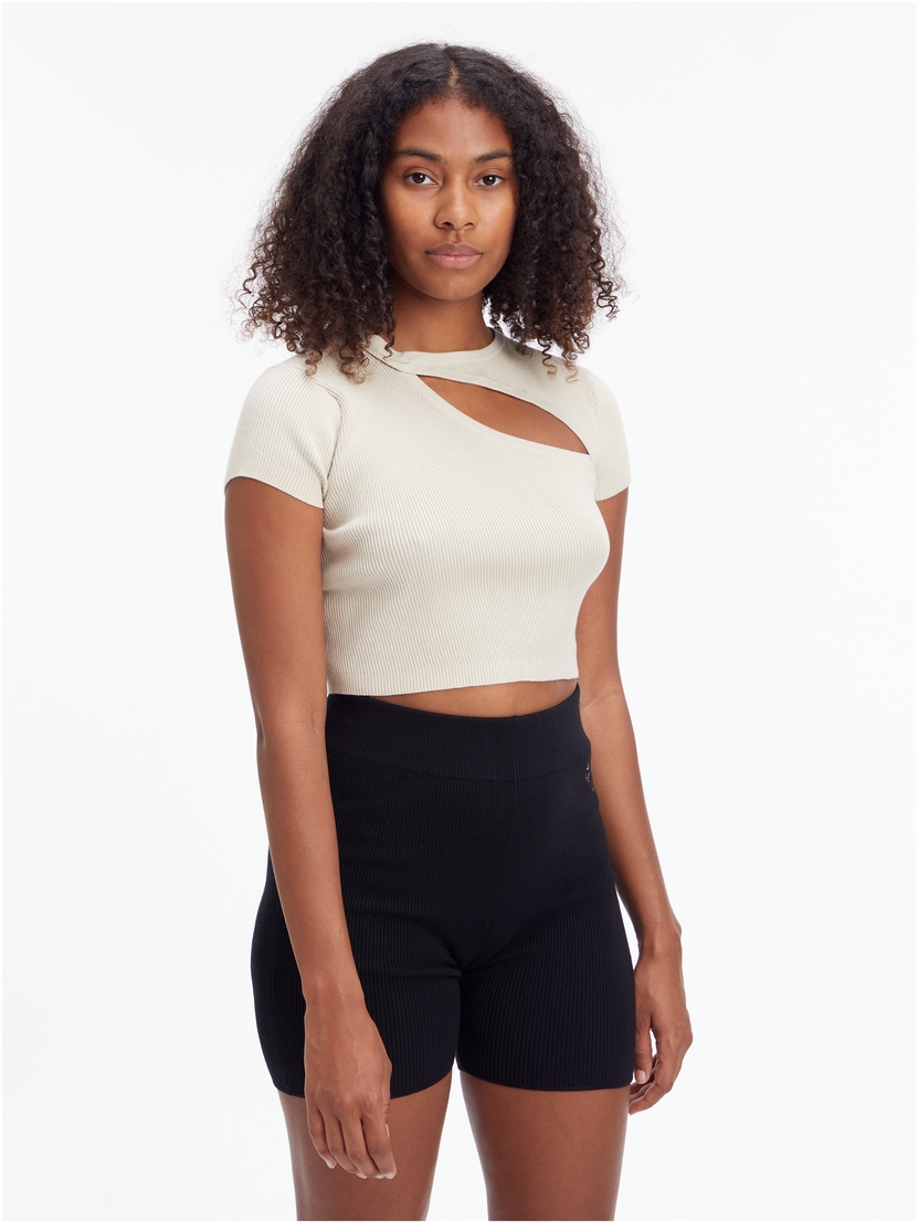 ASYM CUT OUT KNITTED TOP