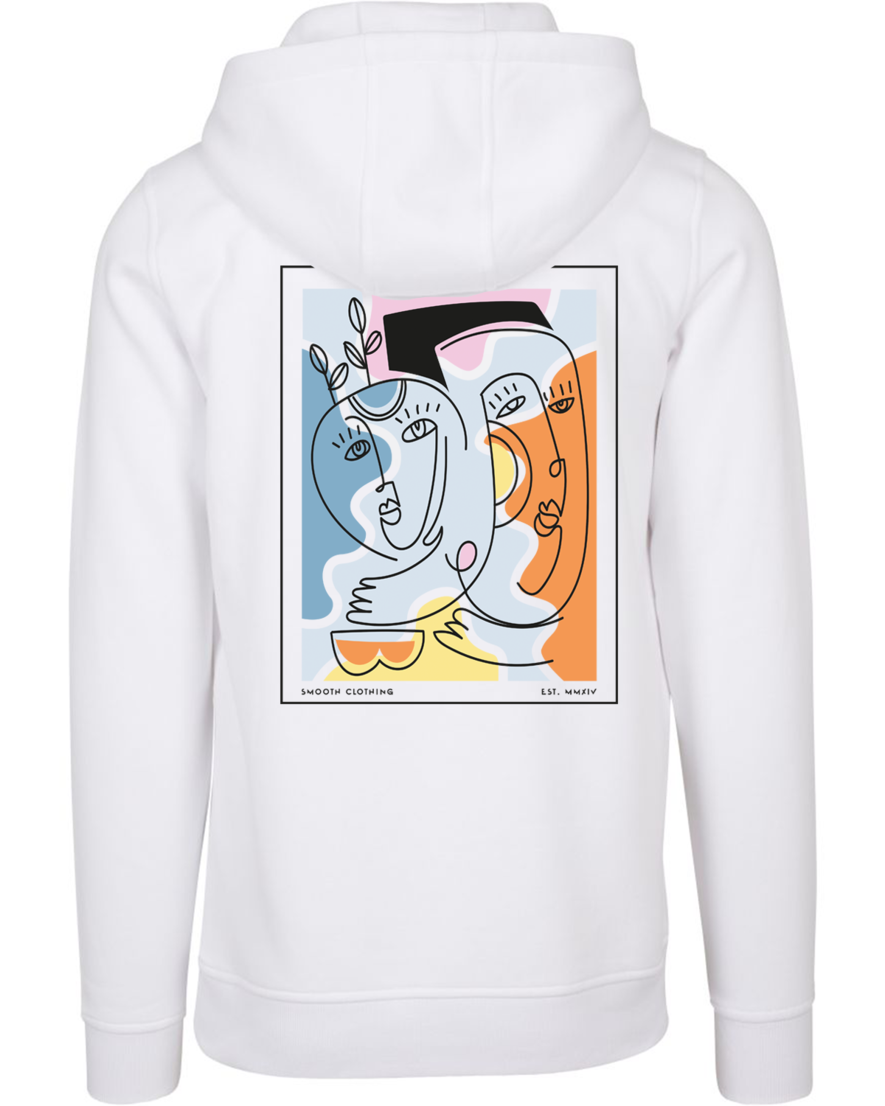 WHITE KIDS HOODIE / ABSTRACT FRONT + BACK