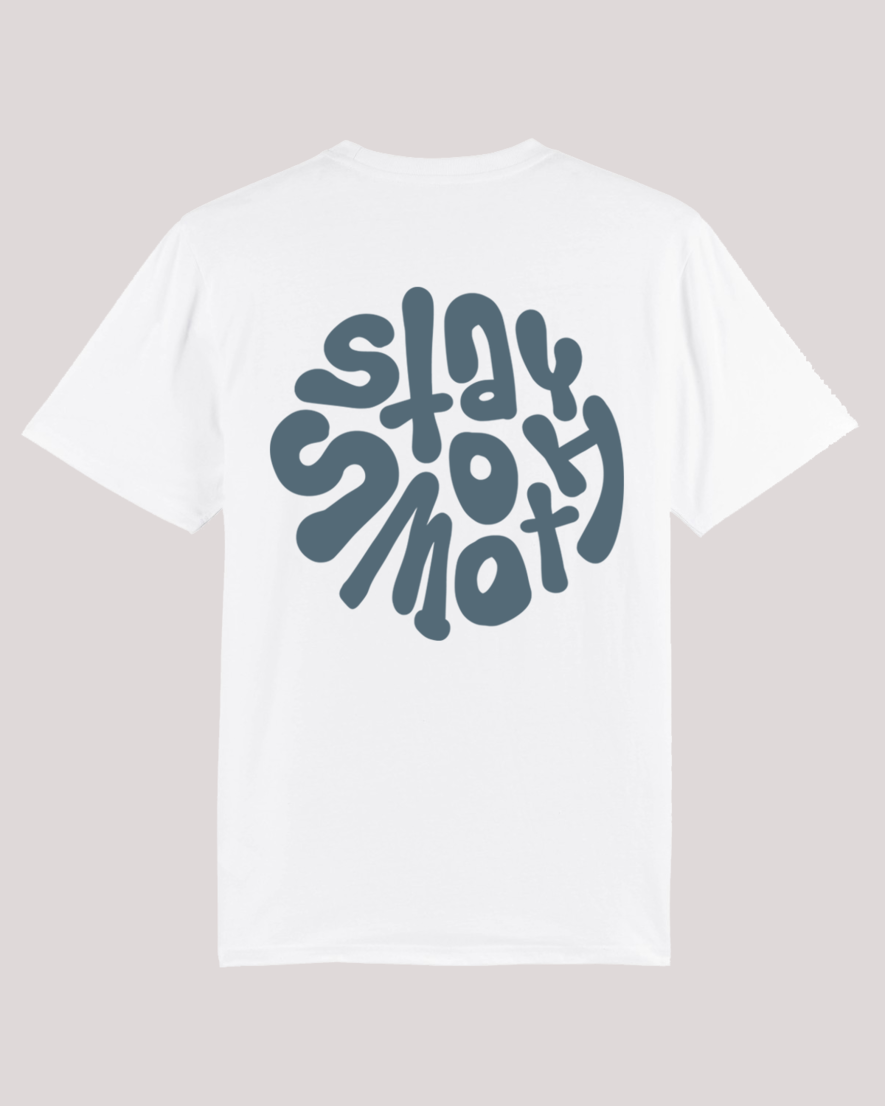 WHITE KIDS T / STAY SMOOTH BLUE FRONT + BACK