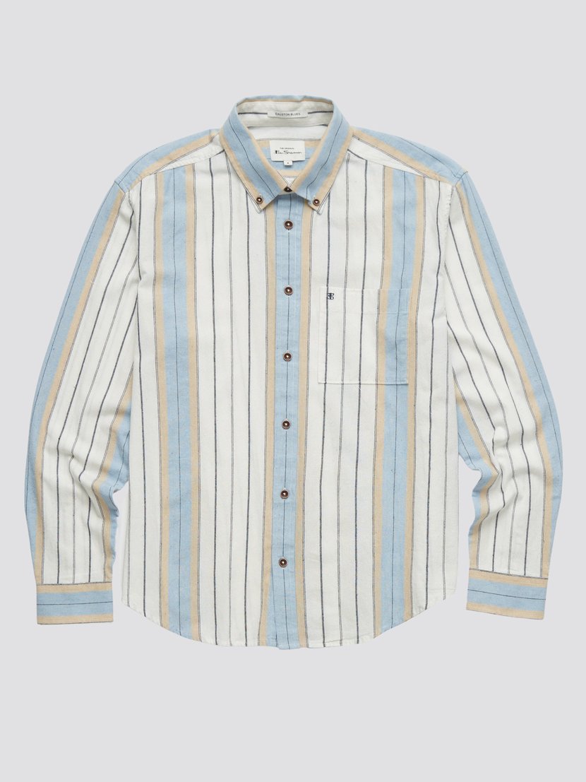 LONG SLEEVE RECYCLED COTTON CHAMBRAY STRIPE