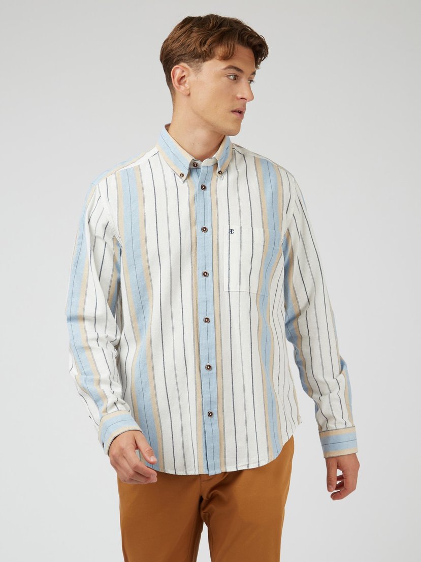 LONG SLEEVE RECYCLED COTTON CHAMBRAY STRIPE