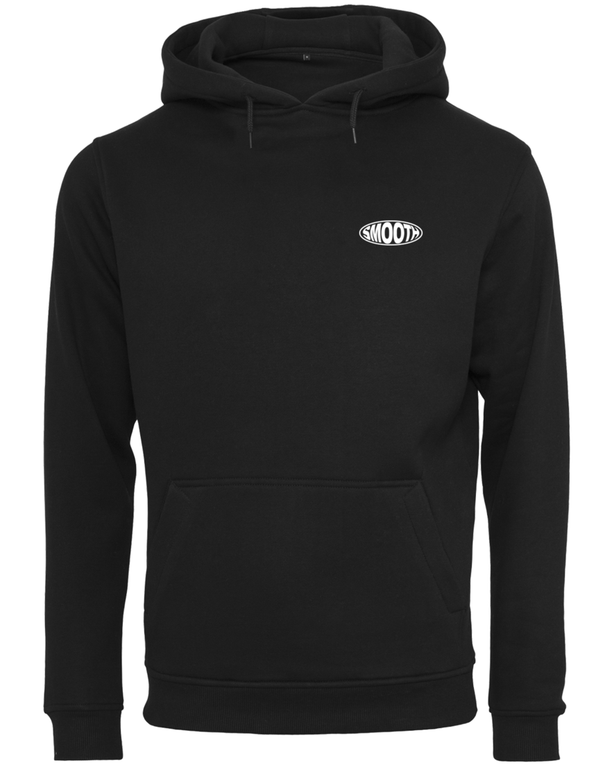 BLACK HOODIE / OVAL WHITE FRONT + BACK