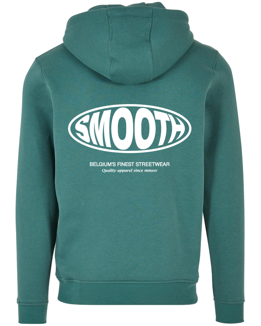 PALE GREEN HOODIE / OVAL WHITE FRONT + BACK