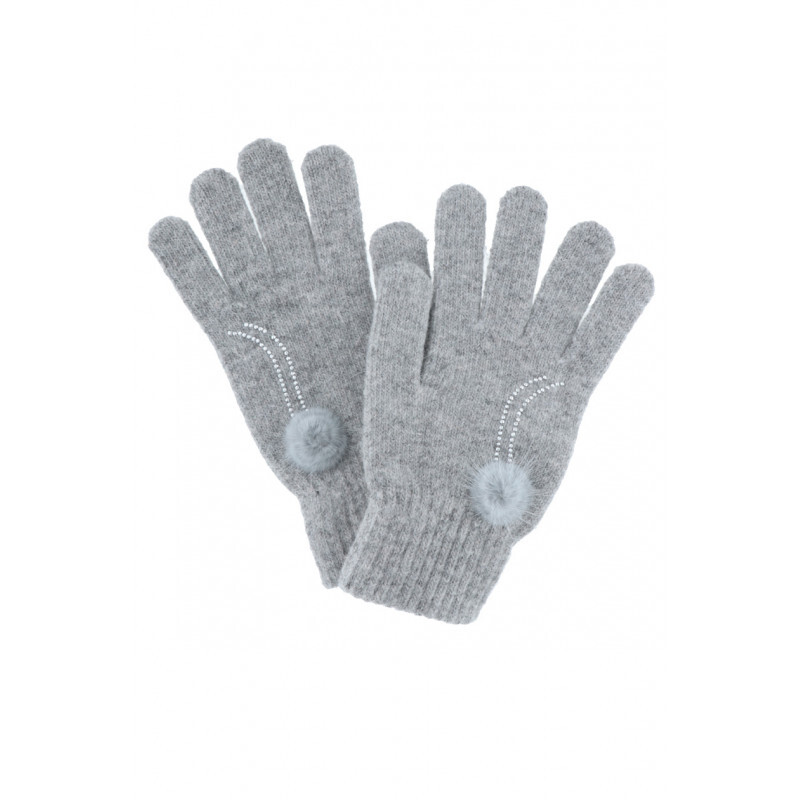 KNITTED GLOVES W/POMP