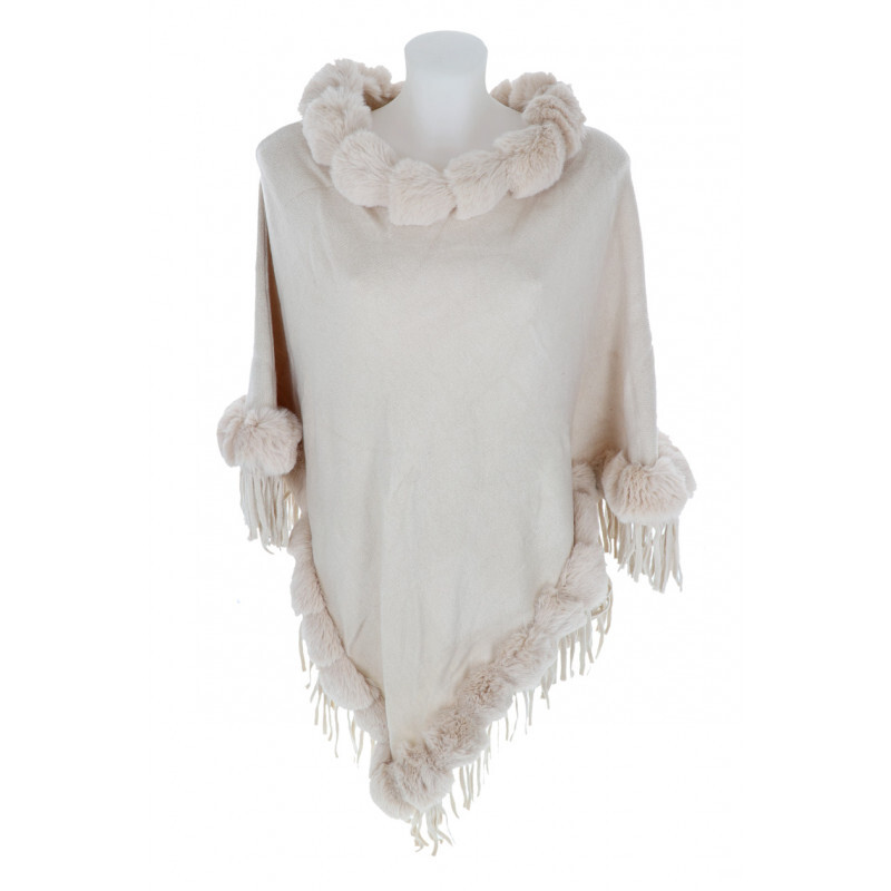 WOVEN PONCHO W/FRING