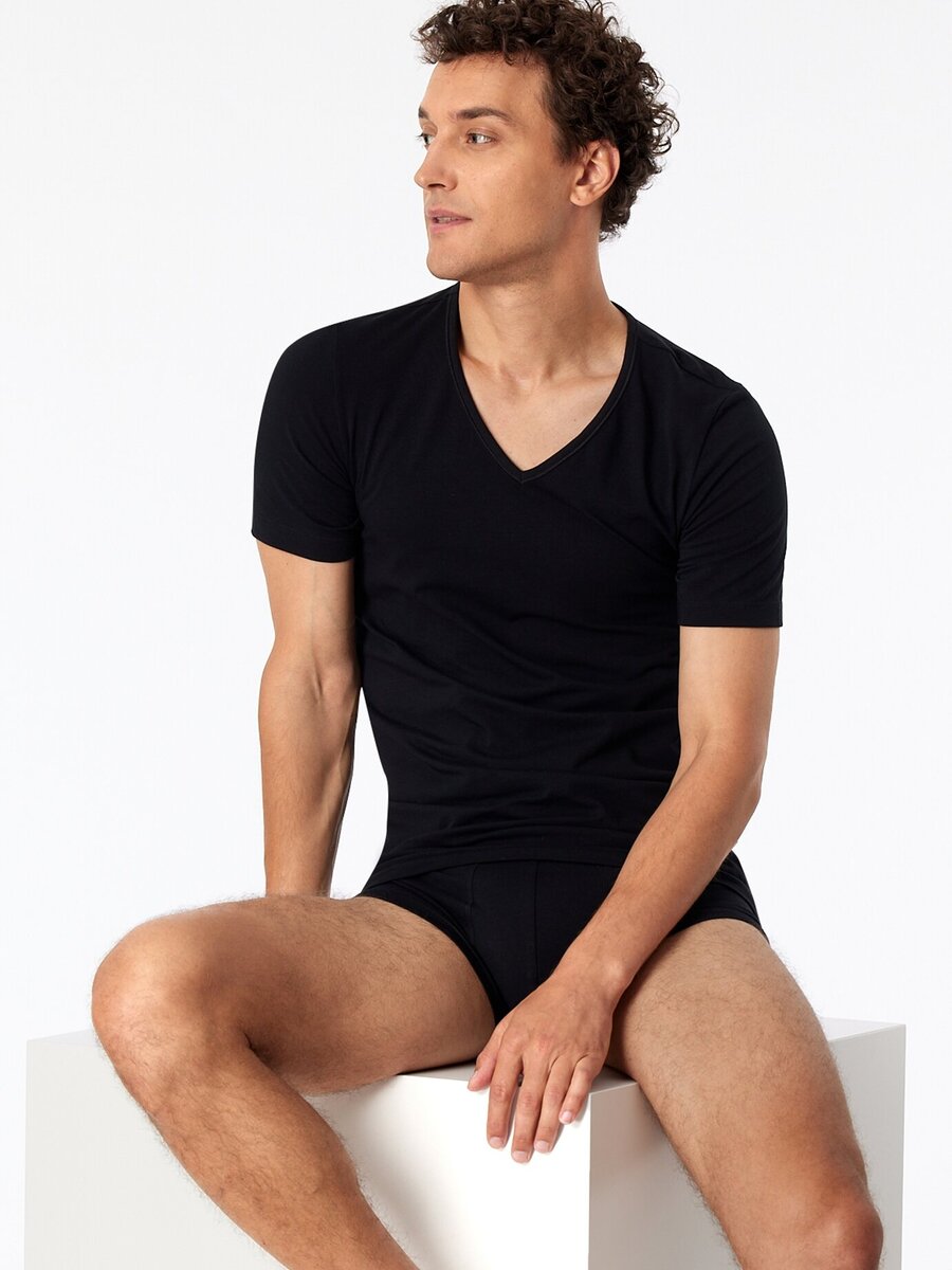 T-shirt van het merk Schiesser in het Zwart