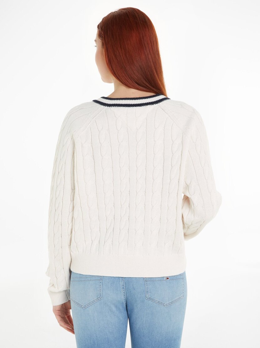 DW0DW17498 TJW V-NECK CABLE SWEATER