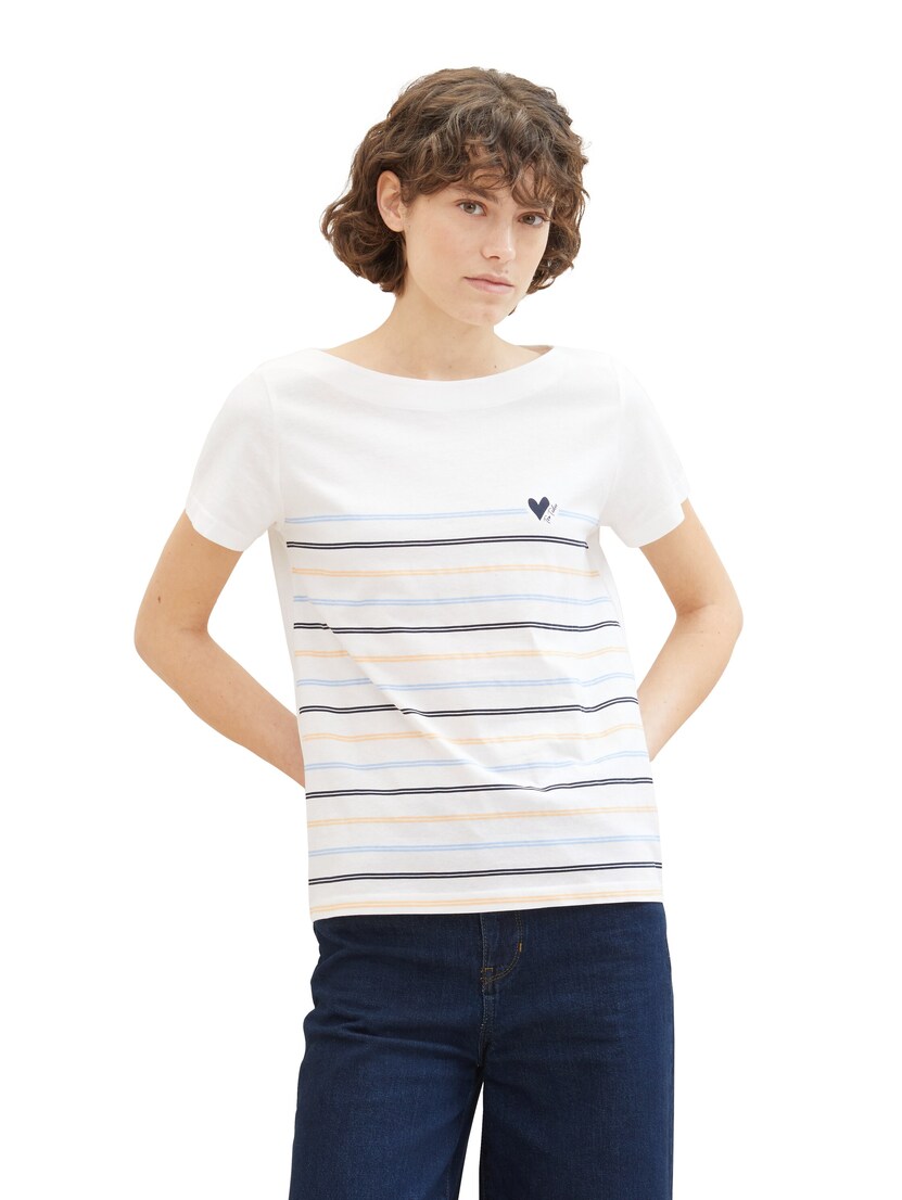 1041289 T-shirt boat neck stripe
