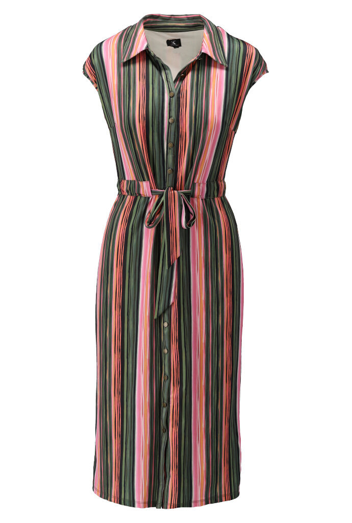 Dress (midi) with strips & drawstring