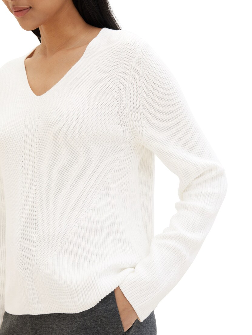 1040332 knit v-neck rib pullover