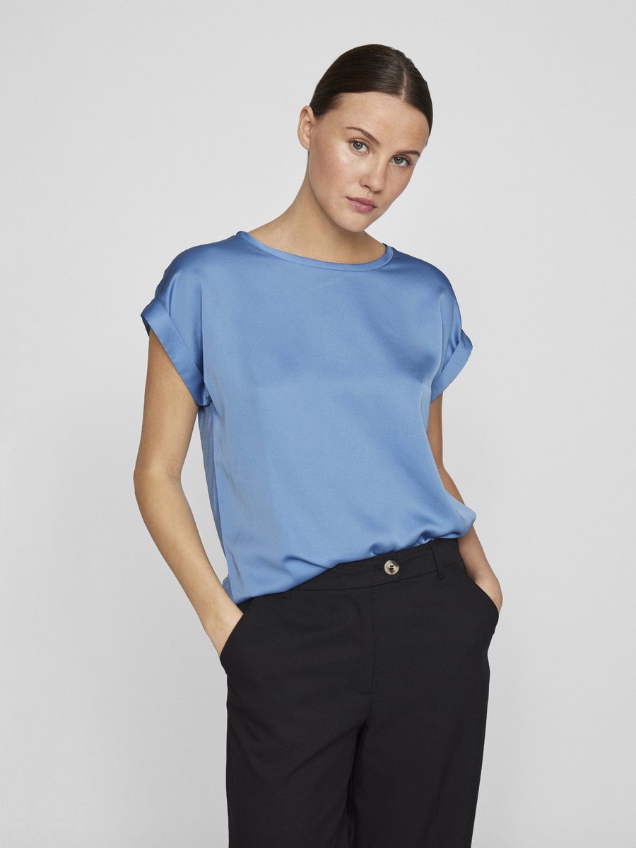 T-shirt van het merk Vila in het Blauw