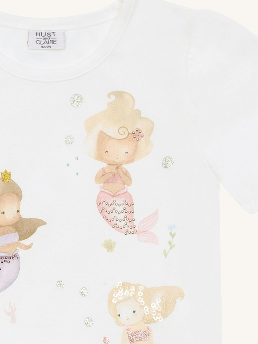T-shirt van het merk Hust&claire in het Ecru