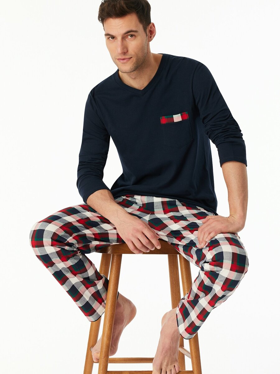 Pyjama van het merk Schiesser in het Blauw