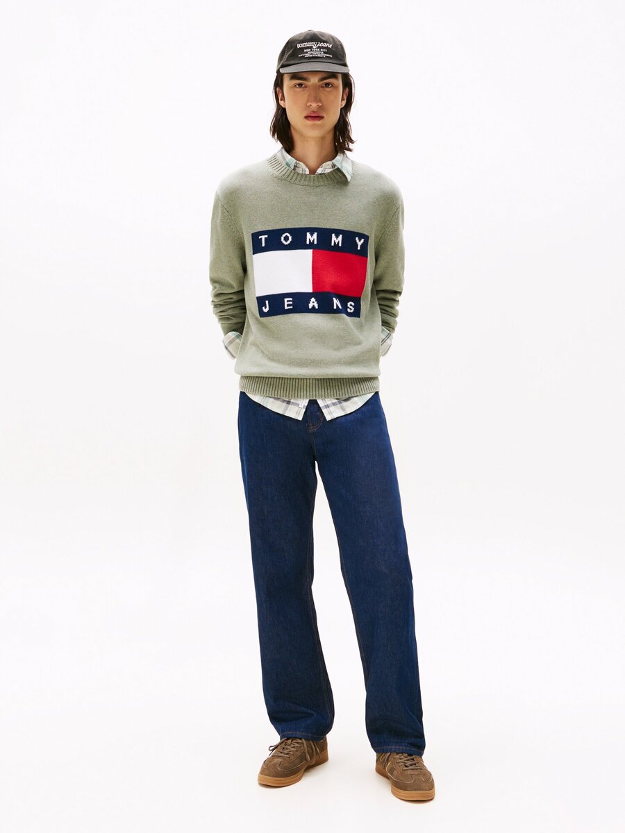 Pull van het merk Tommy Jeans in het Kaki