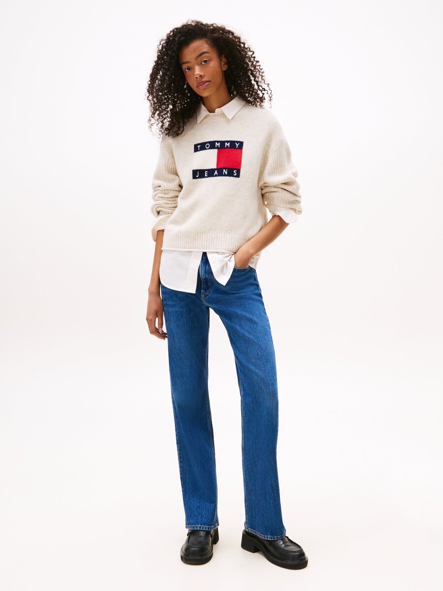 Pull van het merk Tommy Jeans in het Ecru
