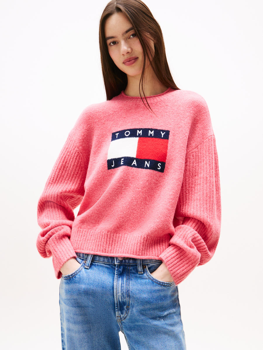 Pull van het merk Tommy Jeans in het Roze