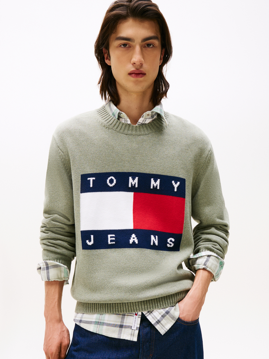 Pull van het merk Tommy Jeans in het Kaki