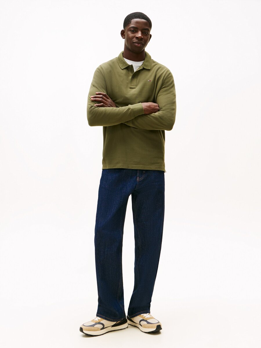 Polo van het merk Tommy Jeans in het Kaki