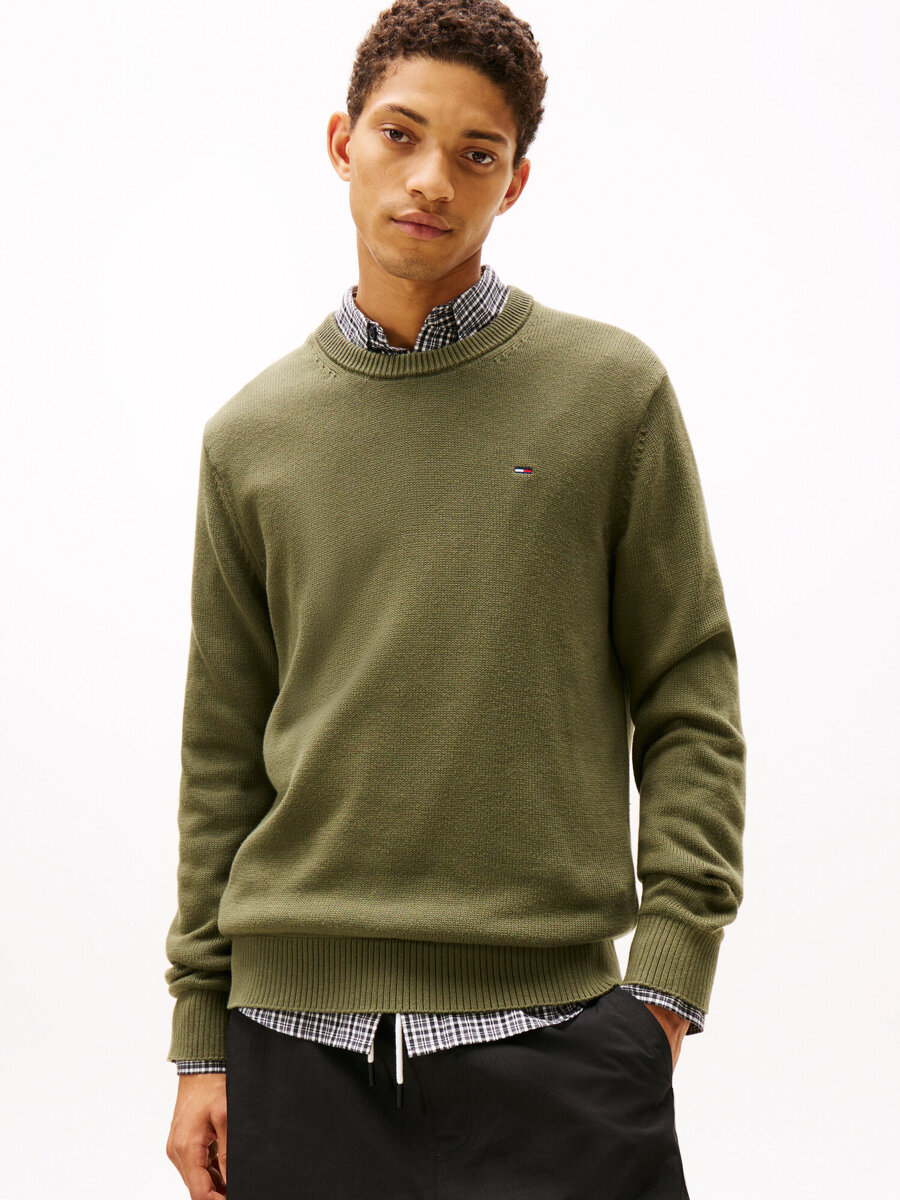 Pull van het merk Tommy Jeans in het Kaki Pull van het merk Tommy Jeans in het Kaki