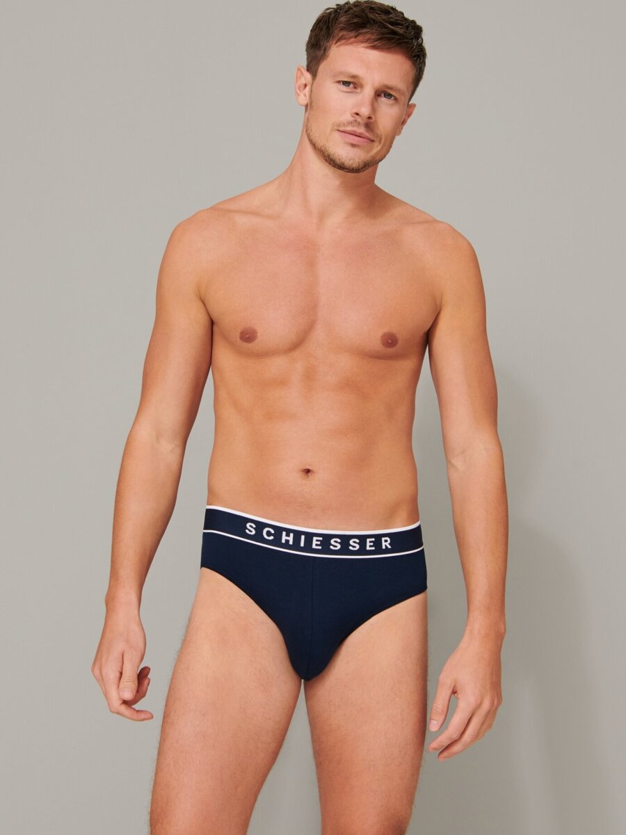 Slip van het merk Schiesser in het Blauw
